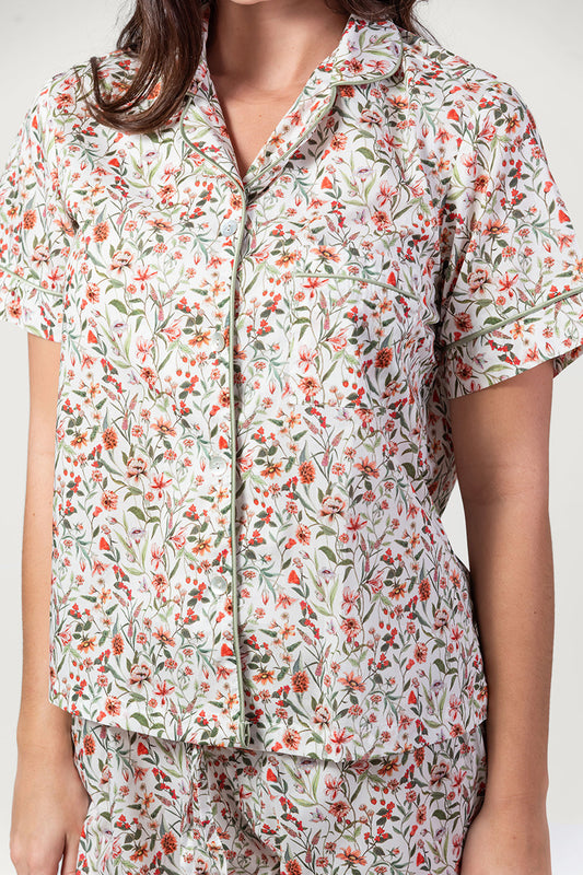 Garden Dreams Orange & Green Short Pyjama Set