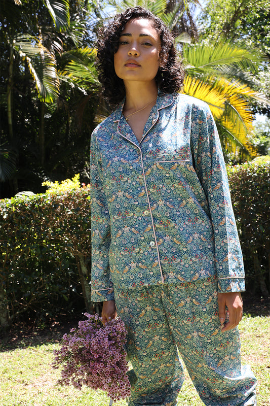 Paloma Bird Green Long Pyjama Set