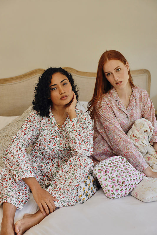 Garden Dreams Orange & Green Long Pyjama Set