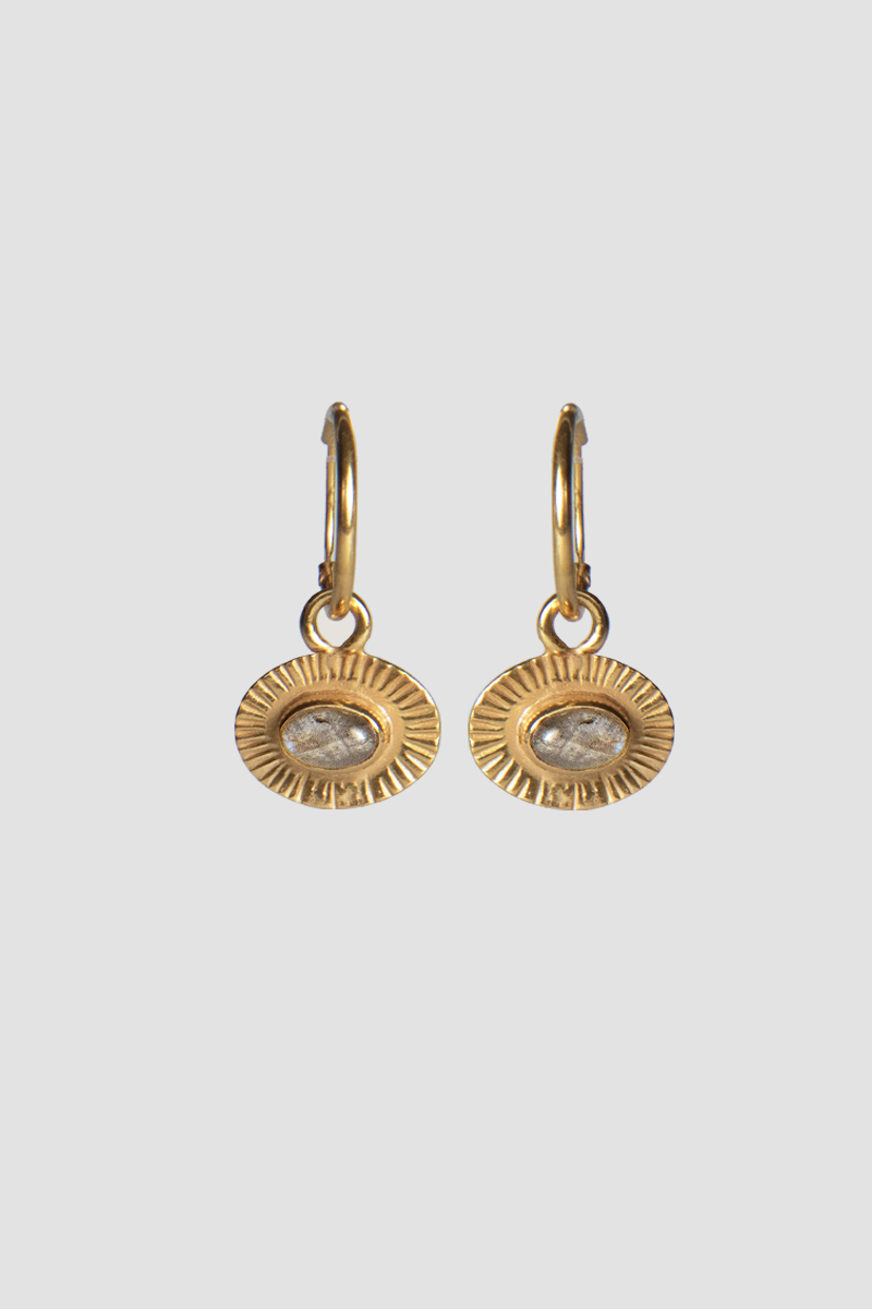 18k Gold Vermeil Labrodite Hoop Set