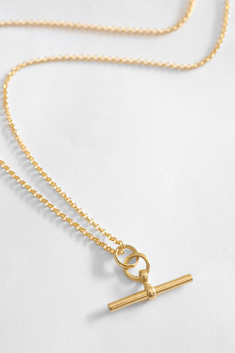 18ct Gold Vermeil T-Bar Necklace