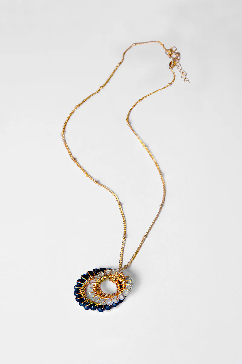 Iolite Double Hoop Pendant Necklace