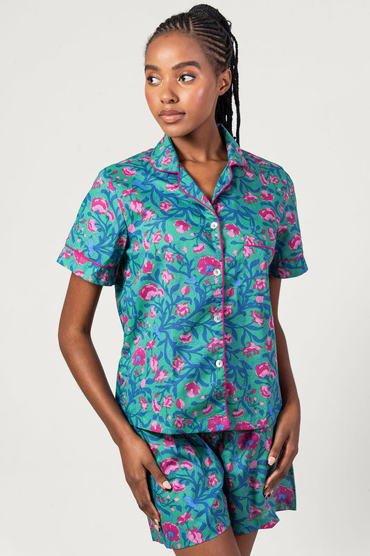 Flora Bloom Green & Pink Short Pyjama Set