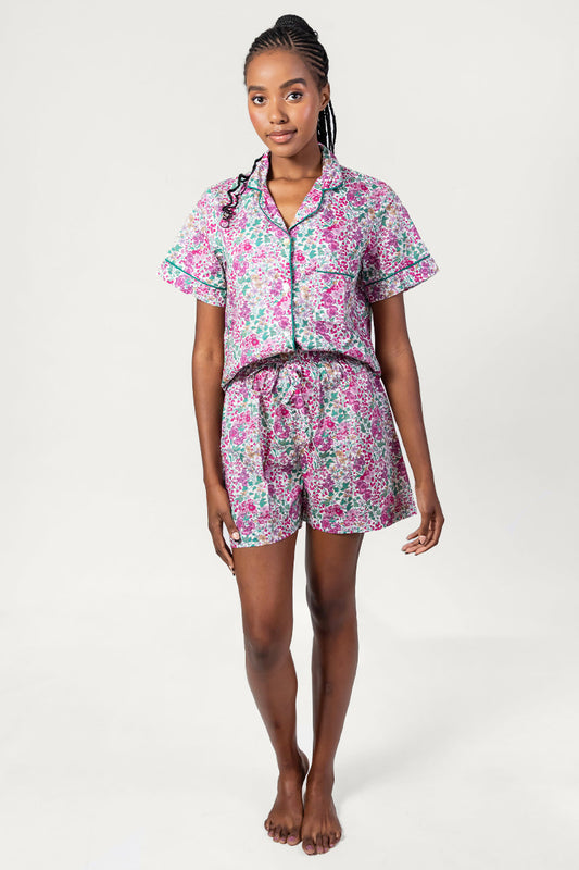 Flora Trail Pink & Green Short Pyjama Set