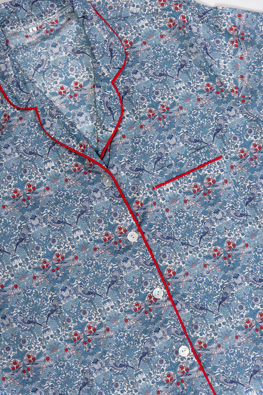 Paloma Bird Blue & Red Short Pyjama Set