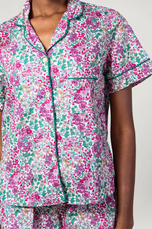 Flora Trail Pink & Green Short Pyjama Set