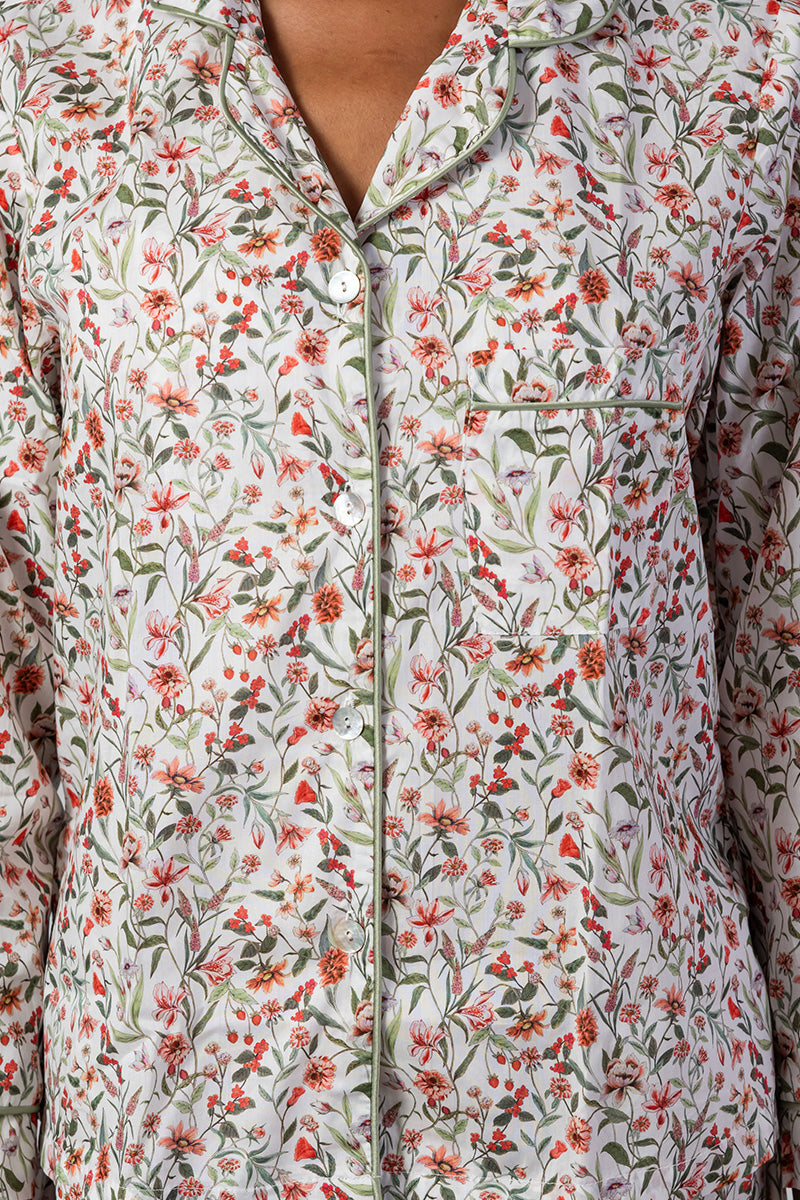 Garden Dreams Orange & Green Long Pyjama Set