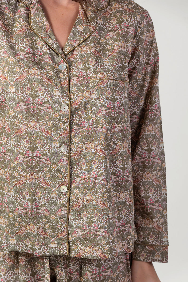 Paloma Bird Pink & Green Long Pyjama Set