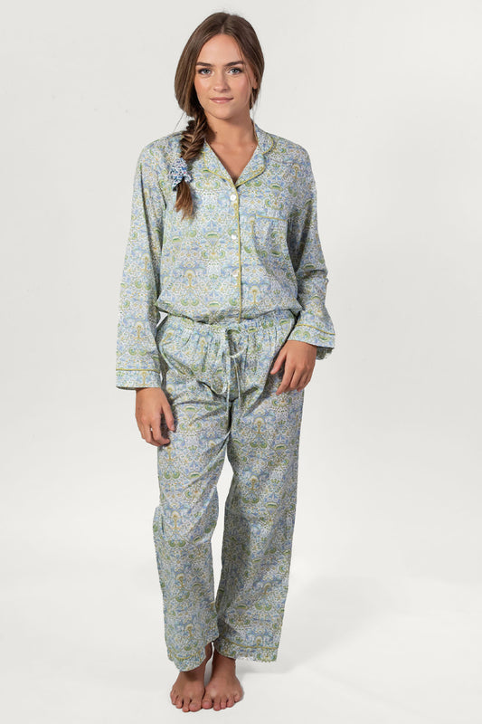Floral Garden Blue & Green Long Pyjama Set