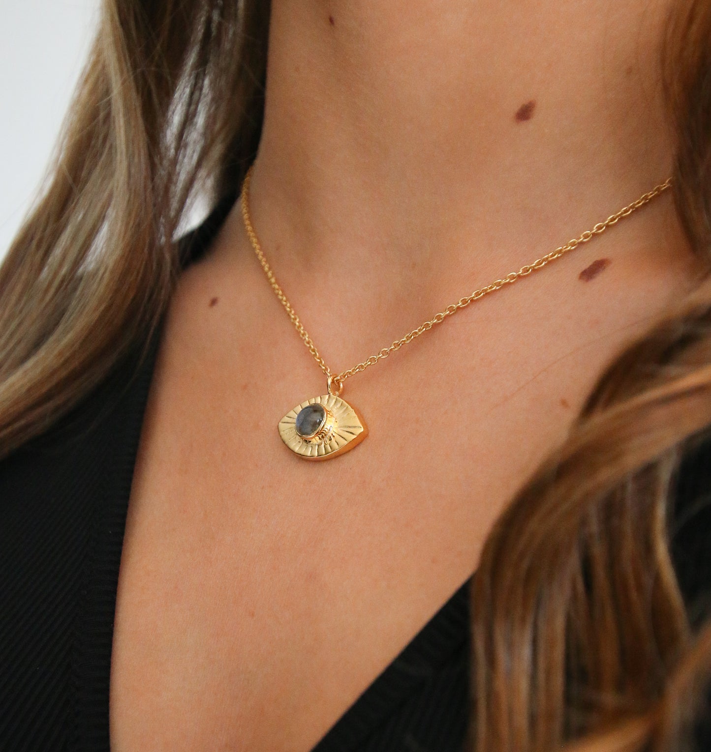 18k Gold Vermeil Eye Necklace