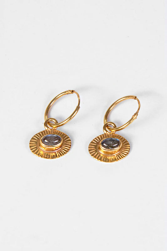18k Gold Vermeil Labrodite Hoop Set
