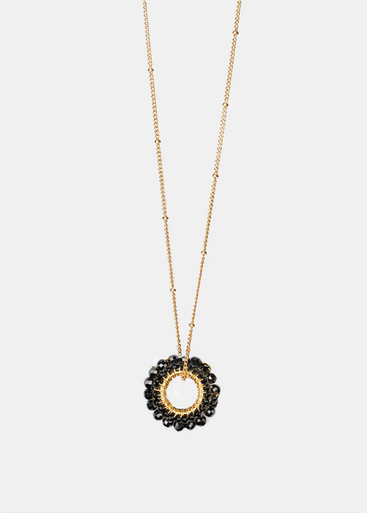 Onyx Double Hoop Pendant Necklace