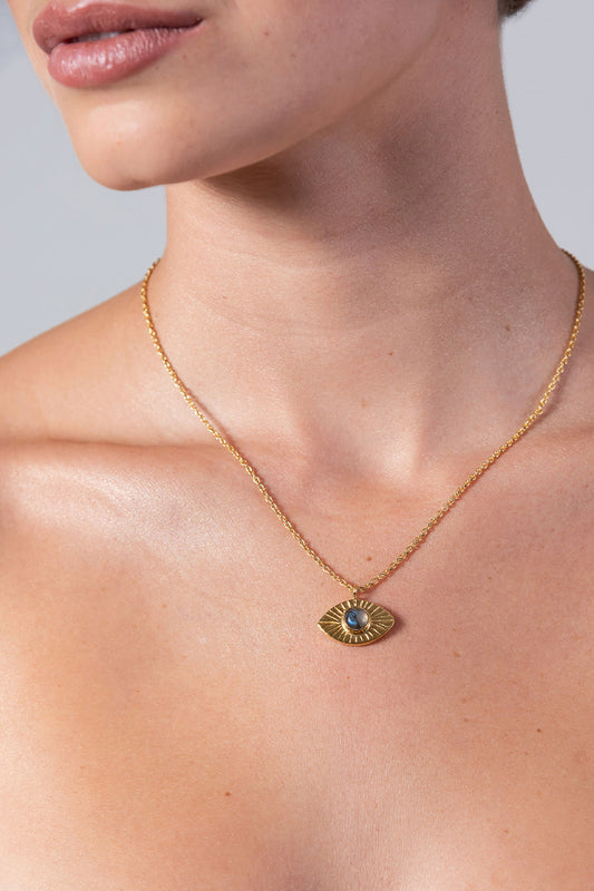 18k Gold Vermeil Eye Necklace