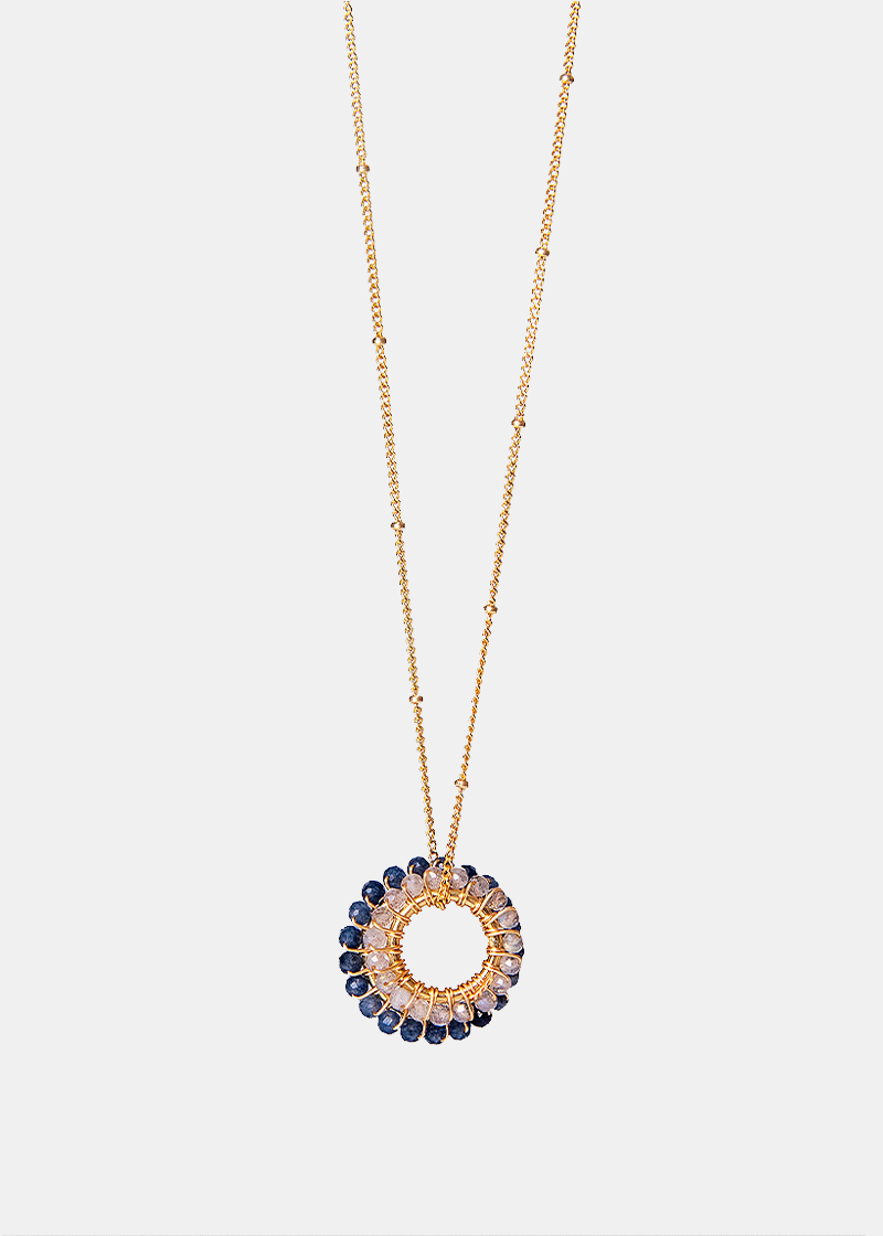 Iolite Double Hoop Pendant Necklace