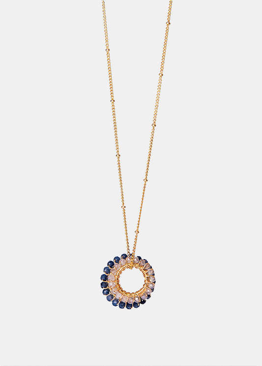 Iolite Double Hoop Pendant Necklace