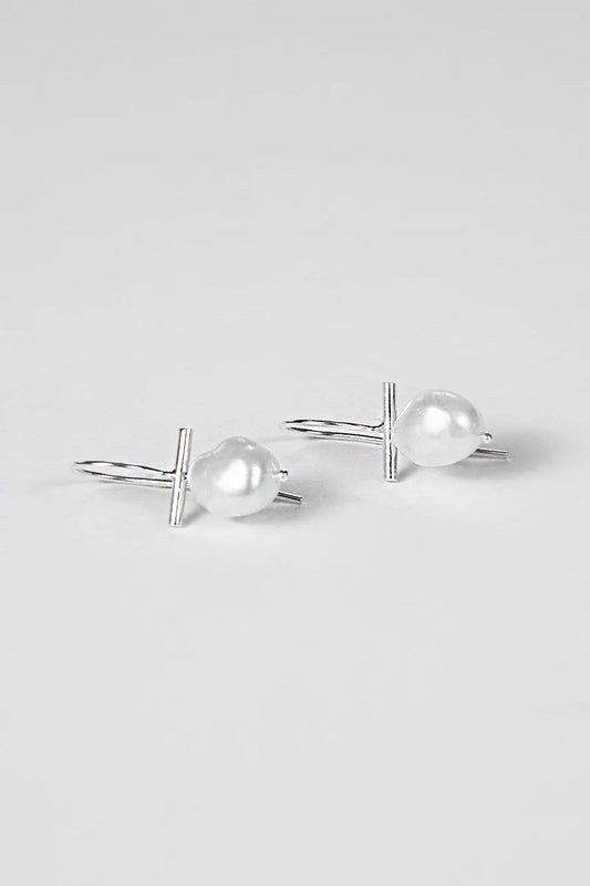 Attie T Bar Freshwater Pearl Earrings